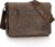 Leathario Men’s Shoulder Bag, 14 Inches, Messenger Bag Made of Genuine Leather and Oiled Canvas, Work Bag, Student Bag, Laptop Bag, Messenger Bag, College Bag, Plain Students, Work Brown