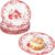 MamboCat Set of 6 Alm Cake Plates Porcelain Christmas Dessert Plates Red