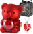 Handmade Rose Flower Teddy Bear, Real Eternal Rose Teddy Bear Gift Box with Necklace Gifts for Mum, Wife, Girlfriend, Grandma for Valentine’s Day, Mother’s Day, Birthday, Anniversary, The Perfect Party