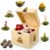 Creano ErblühTee Wooden Decorative Box, Tea Flowers Mix Gift Set with 6 Tea Roses, White Tea in Elegant Tea Box