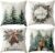 Christmas Cushion Cover, 45 x 45 cm, Set of 4, Linen Christmas Cushion Christmas Decoration with Reindeer, Christmas Decorations, Indoor Christmas Decoration for Sofa, Couch, Bedroom, Living Room, Winter Decoration