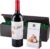 Wein-Präsentkörbe – Dark Seduction Klassisches Wein-Geschenkset | 1 Flasche spanischer Rotwein und 1 Packung karamellisierte Marcona-Mandeln in Crememantel