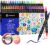 Artecho Acrylic Pens Set 48 Colours, Waterproof Dual Tip Acrylic Marker with 1 mm Fine Tip & 0.5-5 mm Brush Tip, Opaque for Stones, Glass, Wood, Ceramic, Canvas & DIY