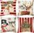 Christmas Cushion Cover, 45 x 45 cm, without Cushion Filling, Set of 4, Linen Look, Square Christmas Cushion Covers with Zip for Sofa, Living Room, Christmas Decorations (Red Stripes)