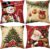 Christmas Cushion Cover, 45 x 45 cm, without Cushion Filling, Set of 4, Linen Look, Square Christmas Cushion Covers with Zip for Sofa, Living Room, Christmas Decorations (Multi-Colour)