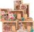 KAHEIGN 12 x Christmas Cookie Boxes, 22 x 15 x 7 cm Christmas Gift Boxes, Biscuit Boxes, Cake Boxes with Window and Tag Cards for Bakes, Chocolate Box Packaging