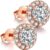 18K Plated Round Diamond Brilliant Halo Stud Earrings Fine Jewel for Men and Women with Box