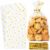 Pack of 100 Christmas Cookie Bags – Golden Star Biscuit Bags Christmas 15 x 25 cm | Cellophane Bags Transparent with Twist Ties, Christmas Bags for Filling for Biscuits, Sweets