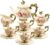 fanquare 15 Pieces Rose Flowers English Ceramic Tea Sets, Vintage China Coffee Set, Tea Service for Adults