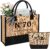 Birthday Gift Woman 40 50 60 70-2-Piece Vintage Jute Bag Set, Shopping Bag and Cosmetic Bag Set, Birthday Gifts for Women, Gift for Mum, Wife