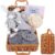 Gift Basket for Newborns: 9-in-1 Gift Set Birth, Shower Gift with Triangular Cloths, Baskets, Birth Cards, Greeting Cards, Socks, Plush Toys, Clothes, Blankets, Wooden Rattle