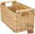 HMF Water Hyacinth Woven Storage Basket with Wooden Handles for Bathroom, Kitchen and Living Area, 37 x 22 x 20 cm, Natural