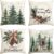 Artoid Mode Holly Pine Cones Reindeer Tree Warm Christmas Cushion Covers Set of 4 45 x 45 cm Hello Winter Decorative Cushion Cover Couch Living Room Decoration