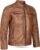 Leatherick Mens Distressed Genuine Leather Biker Jacket Tan Distress Brown