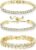 GEMOSA Set of 3 Women’s Tennis Bracelets, Zirconia Brass, Layering Bracelets Set, Adjustable & Marquise Cut, Bridal Jewellery, Wedding, Ball & Gift for Women