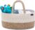 Baby Nappy Caddy Organiser, Multifunctional Storage Box for Nappies, with Interchangeable Compartments, 100% Cotton Linen, Portable Storage Basket for Nappies, Baby Shower Gift