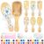 DIY Bamboo Hair Brush, 26 Hair Brushes, DIY Hair Brush for Painting, with 6 Hair Combs, 6 Brushes, 6 Pigments, 6 Palettes, Lace Ribbon for DIY Gift, Wedding Gift