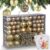 ONBEST Christmas Baubles 128-Piece Set – 1 x Tree Topper Glitter Star & 127 x Baubles – with Packaging – Christmas Decoration for Indoor and Outdoor Plastic – Plus 5 x Cards (Gold)