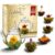 Creano Teeblumen Mix – Golden Gift Set Blooming Tea with Glass Teapot White, Green & Black Tea in 6 Varieties Gift for Women (Black, White, Green)