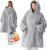 BEDSURE Blanket with Sleeves, Pullover, Grey, Sweatshirt Blanket, Hoodie, Cuddly Blanket with Sleeves, Adult Sleeve Blanket, Soft Warm, Full Body TV Blanket