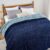 BEDSURE Sherpa Knitted Blanket 220 x 240 cm Warm Wool Blanket Blue