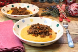 Wildschwein-Pilz-Bolognese mit weihnachtlichem Mandel-Kürbispüree – Happy Carb Rezepte